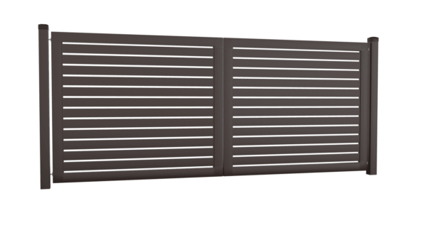 Brama palisadowa dwuskrzydłowa o wys. 1650mm - RAL8017 (brązowy), 4000 mm