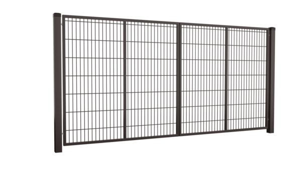 Brama panelowa dwuskrzydłowa 2D (6/5/6) wys. 1650mm - RAL8017 (brązowy), 4000 mm