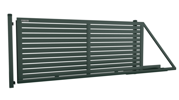 Brama przesuwna palisadowa wys. 1650mm - RAL6005 (zielony), Lewa - otwierana na lewo (patrząc od wewnątrz posesji), 4000 mm