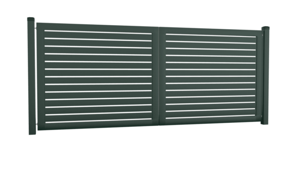 Brama palisadowa dwuskrzydłowa o wys. 1650mm - RAL6005 (zielony), 4000 mm