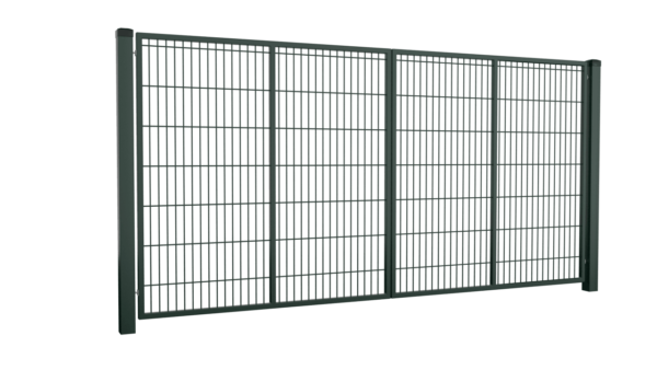 Brama panelowa dwuskrzydłowa 2D (6/5/6) wys. 1650mm - RAL6005 (zielony), 4000 mm