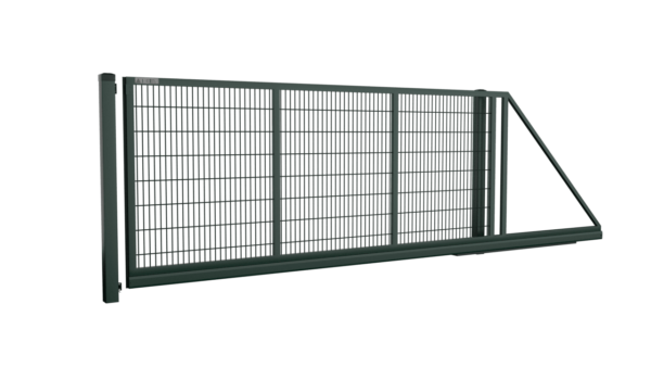 Brama przesuwna panelowa 2D (6/5/6) wys. 1650mm - RAL6005 (zielony), Lewa - otwierana na lewo (patrząc od wewnątrz posesji), 4000 mm