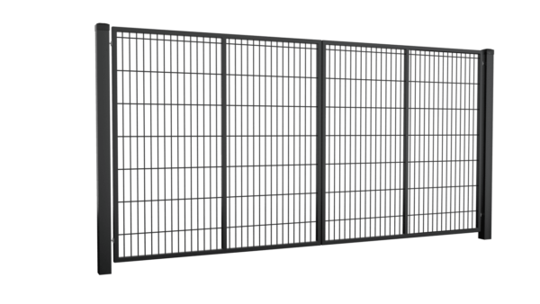 Brama panelowa dwuskrzydłowa 2D (6/5/6) wys. 1650mm - RAL9005 (czarny), 4000 mm